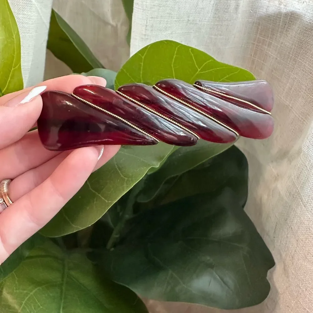 Vintage Tortoise Hair Barrette Wrapped in 14K gold